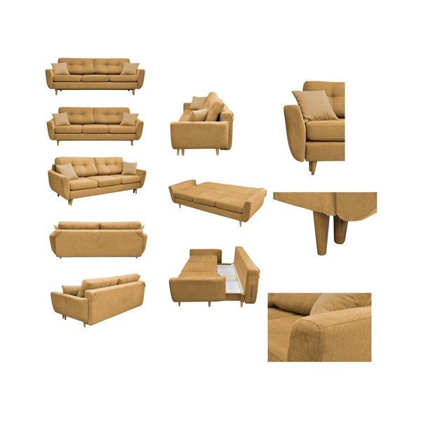 Rose sárga kinyitható kanapé világos lábakkal - Mazzini Sofas-image-2