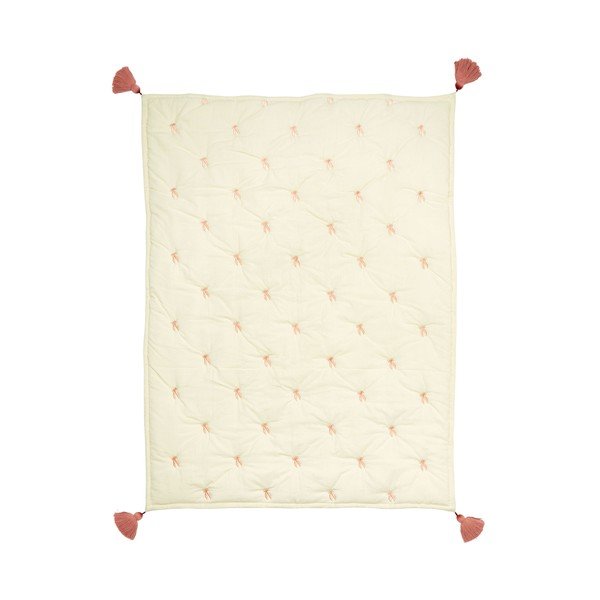 Világossárga-rózsaszín bio pamut steppelt gyerek takaró 90x120 cm Bows – Cam Cam Copenhagen-image-3