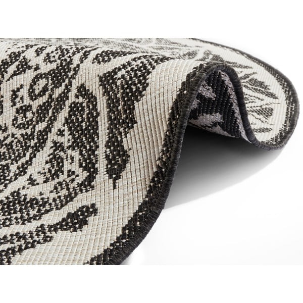 Siruma fekete-krémszínű kültéri szőnyeg, ø 200 cm - NORTHRUGS-image-2