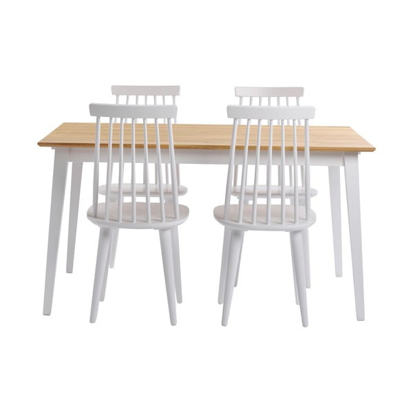 Mimi tölgyfa étkezőasztal fehér lábakkal, 140 x 90 cm - Rowico-image-4