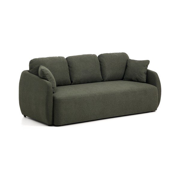 Sötétzöld zsenília kinyitható kanapé 218 cm Laira – Kave Home-image-2