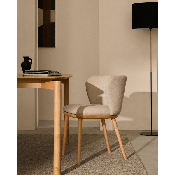 Bézs kárpitozott étkezőfotel Ciselia – Kave Home-image-1