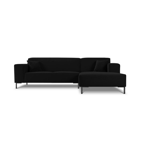 Siena fekete bársony sarokkanapé, jobb oldali - Cosmopolitan Design-image-3