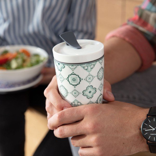 Like To Go zöld-fehér porcelán utazóbögre, 350 ml - Villeroy & Boch-image-1