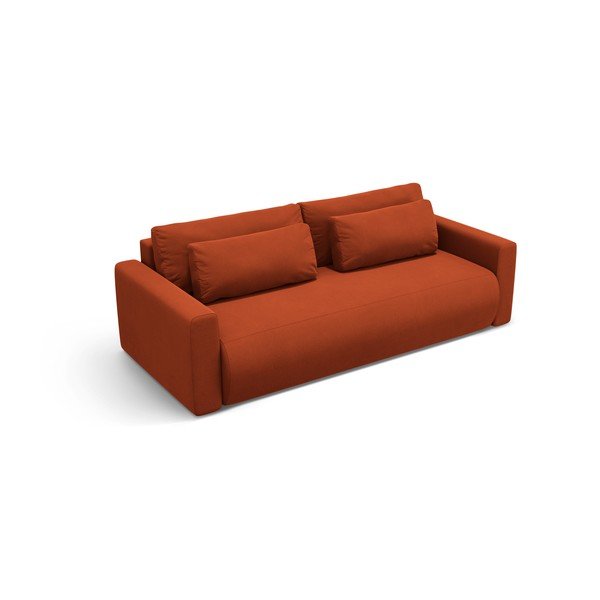 Téglavörös bársony kinyitható tárolóhelyes kanapé 238 cm Belfast – Cosmopolitan Design-image-4