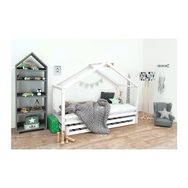 Sidy fehér lakkozott lucfenyő gyerekágy, 90 x 200 cm - Benlemi-image-1