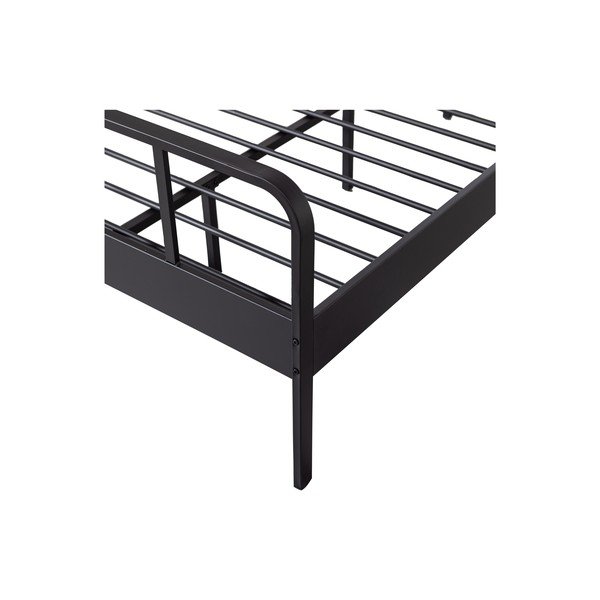 Fekete fém egyszemélyes ágy ágyráccsal 120x200 cm Mees – WOOOD-image-4