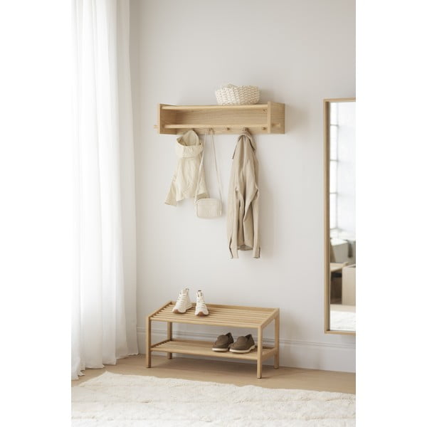 Natúr színű tölgyfa fali fogas polccal Hillmond – Rowico-image-4