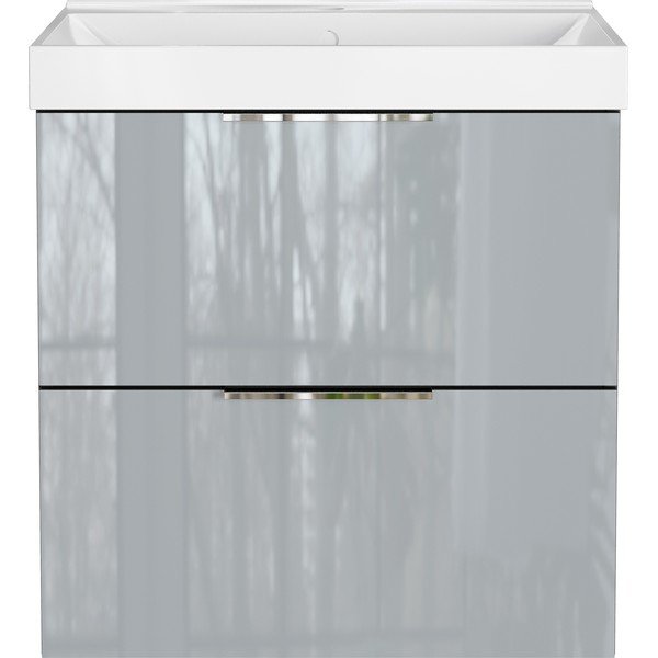 Szürke fényes fali mosdó alatti szekrény 61x65 cm Celano – Germania-image-3
