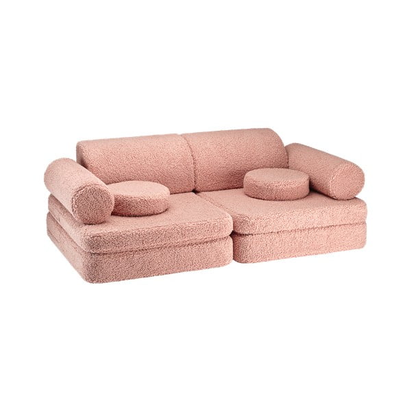 Rózsaszín buklé gyerek kanapé 132 cm Settee – Wigiwama