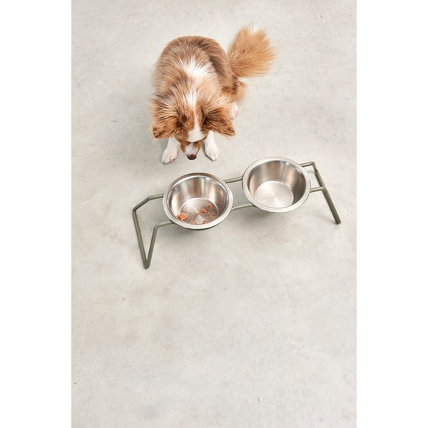 Rozsdamentes acél tálka szett állvánnyal kutyáknak Cena Grollive M – MiaCara-image-3