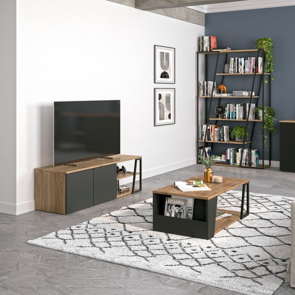 Dohányzóasztal diófa dekoros asztallappal 100x55 cm Albi - TemaHome-image-1