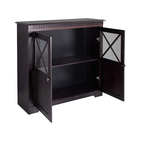 Sötétbarna borovi fenyő tálalószekrény 95x35 cm Lisa – Støraa-image-2