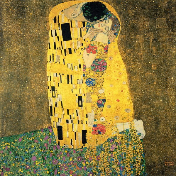 Gustav Klimt - The Kiss kép másolat, 70 x 70 cm
