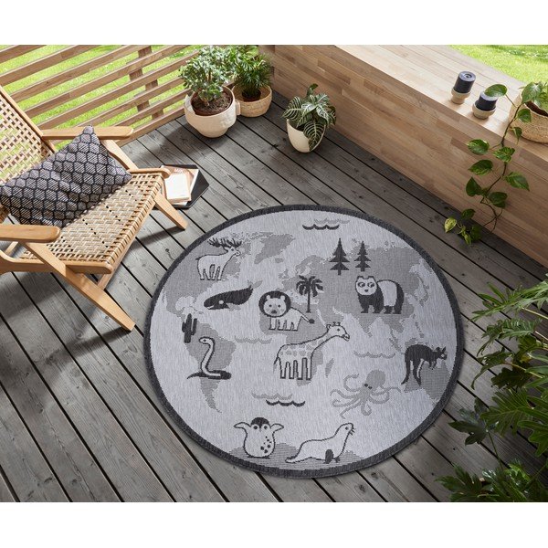 Szürke kerek szőnyeg ø 120 cm Animal World – Hanse Home-image-1