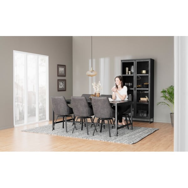 Fekete tölgyfa tálalószekrény 95x195 cm Everett - Rowico-image-1