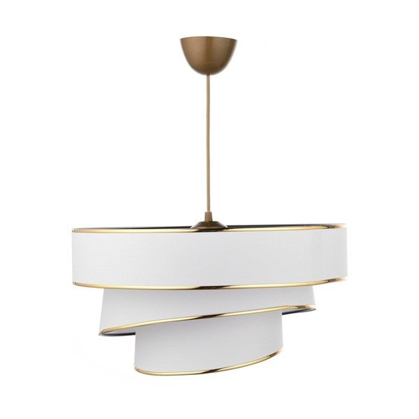 Fehér-aranyszínű függőlámpa textil búrával ø 40 cm Couper – Opviq lights