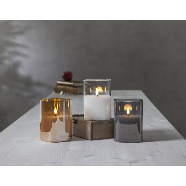 Flamme szürke LED viaszgyertya üvegben, magasság 12,5 cm - Star Trading-image-2