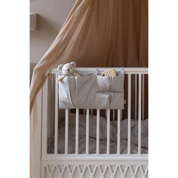 Világoskék bio pamut zsebes tároló kiságyra 42 cm Classic Stripes Blue – Cam Cam Copenhagen-image-1