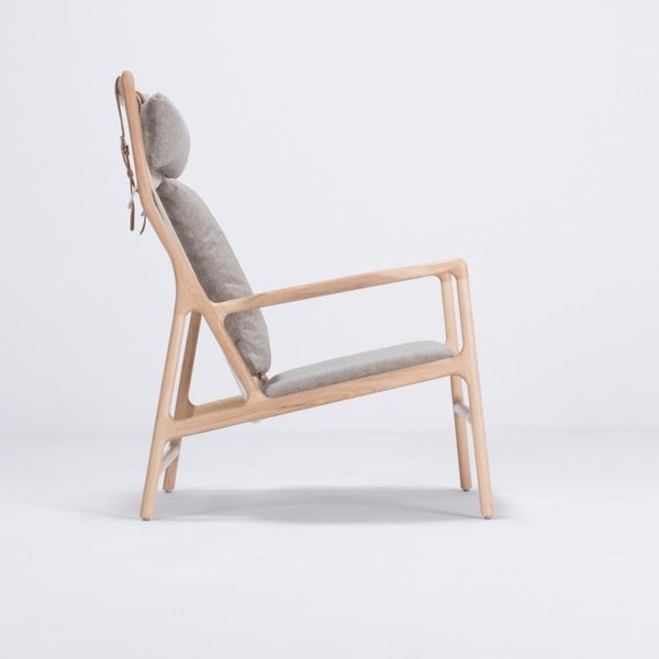 Dedo tölgyfa fotel szürke szövet ülőrésszel - Gazzda-image-4