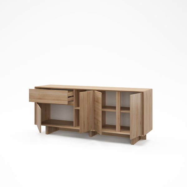 Natúr színű komód tölgyfa dekorral 180x76x45 cm Carpi – Marckeric-image-3