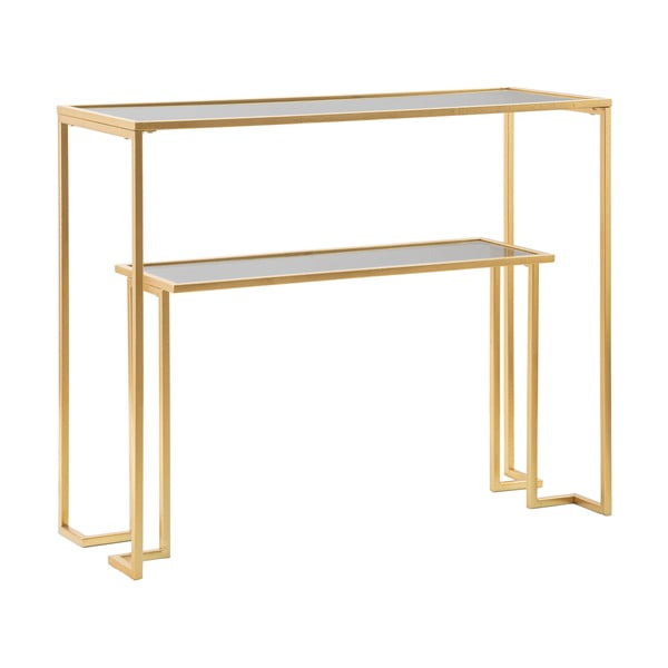 Aranyszínű konzolasztal üveg asztallappal 35x100 cm Level – Mauro Ferretti