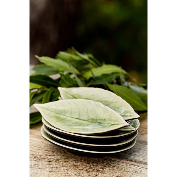 Riviera világoszöld agyagkerámia tároló tálca, hossz 18 cm - Costa Nova-image-1