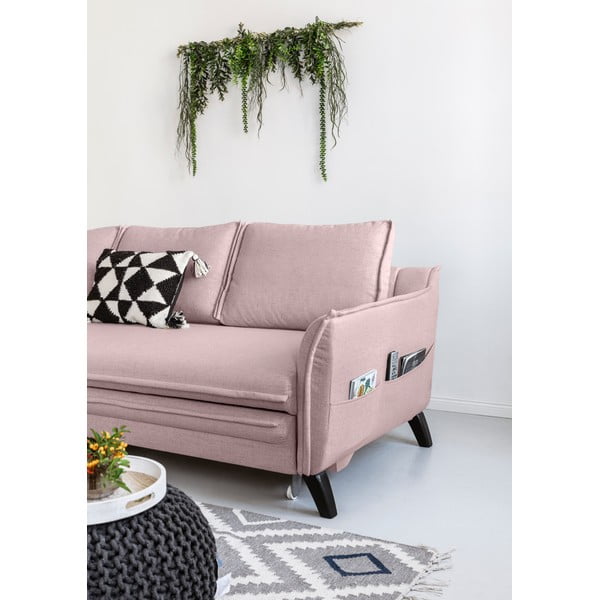 Charming Charlie púderrózsaszín kinyitható sarokkanapé, bal oldali - Miuform-image-4