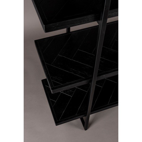 Fekete könyvespolc egzotikus fa dekorral 140x146 cm Class - Dutchbone-image-1