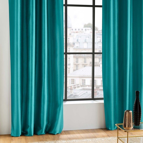 Kék mikroszatén függöny 140x240 cm Shana – douceur d'intérieur-image-2