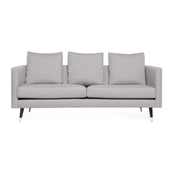 Meyer világosszürke 3 személyes kanapé, párnákkal és ezüstszínű lábakkal - Vivonita