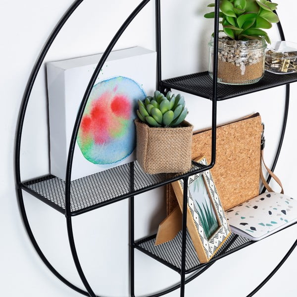 Fekete többszintes fém fali polc 55 cm Across – Kave Home-image-2