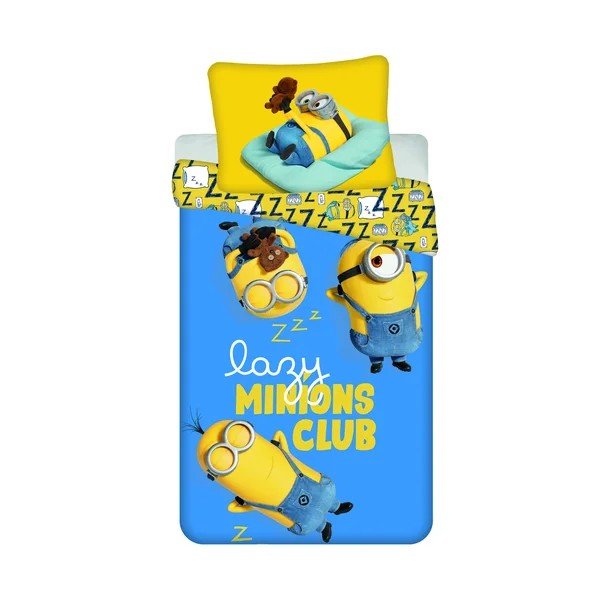 Sárga-kék egyszemélyes pamut gyerek ágyneműhuzat 140x200 cm Mimoni Lazy Club – Jerry Fabrics