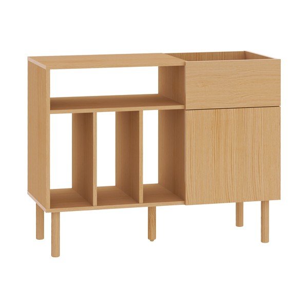 Alacsony lemezjátszó tartó szekrény tölgyfa dekorral 100x80 cm Viny - TemaHome-image-2