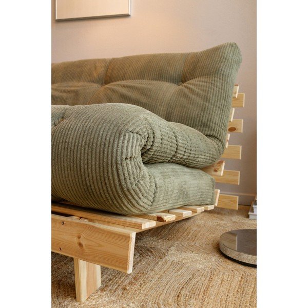 Zöld kinyitható kordbársony futon fotel Roots – Karup-image-1