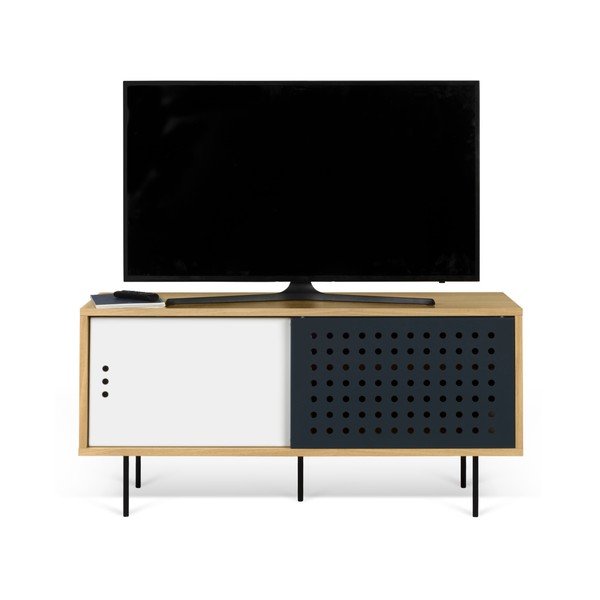 Dann Dots tölgyfa mintás TV-állvány fekete-fehér részletekkel, hosszúság 135 cm - TemaHome-image-3