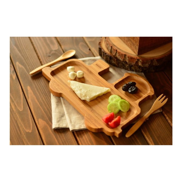 Vonat formájú gyerektányér és evőeszköz bambuszból - Bambum-image-3