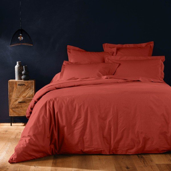 Téglavörös kétszemélyes-hosszabbított pamut paplanhuzat 240x220 cm Lina – douceur d'intérieur-image-1