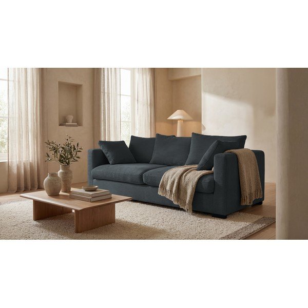 Szürke kordbársony kanapé 220 cm Comfy – Scandic-image-1