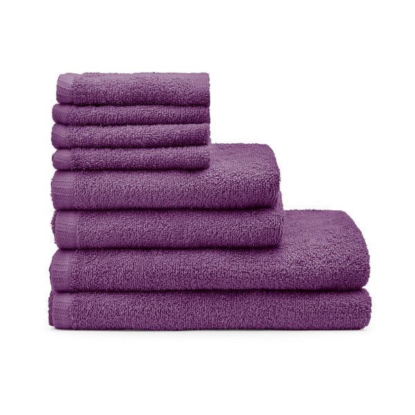 Lila gyorsan száradó-frottír pamut törölköző és fürdőlepedő készlet 8 db-os Quick Dry – Catherine Lansfield