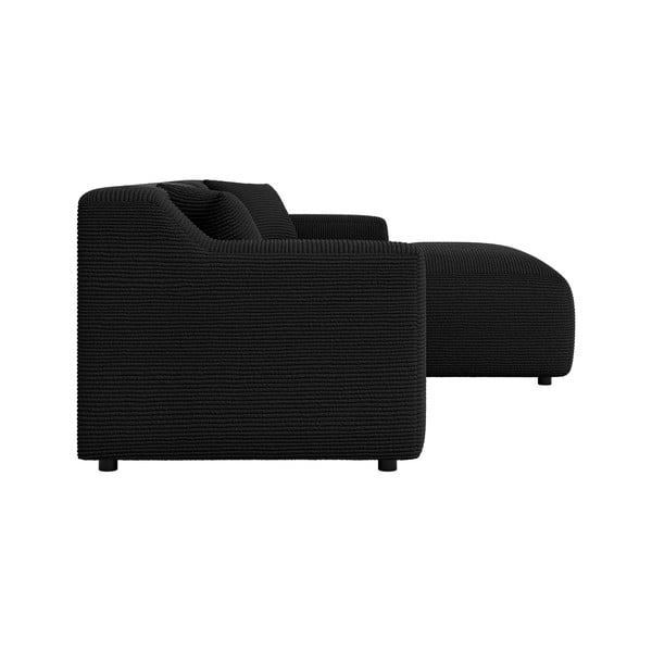 Fekete kordbársony sarokkanapé (jobb oldali-heverő résszel) Martin – Ropez-image-3