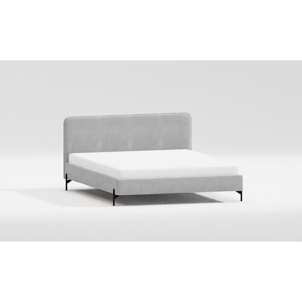 Világosszürke kárpitozott franciaágy ágyráccsal 140x200 cm Barker – Ropez-image-4