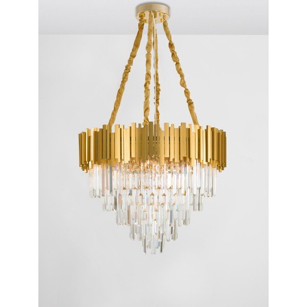 Aranyszínű fém függőlámpa kristály búrával ø 73 cm Grane – Nova Luce-image-3