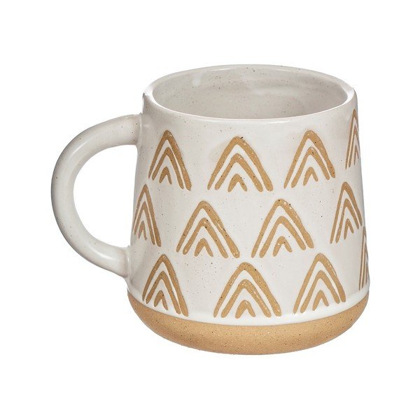 Triangles bézs-fehér agyagkerámia bögre, 450 ml - Sass & Belle