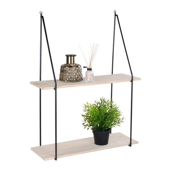 Fekete kétszintes polc tömör paulownia fából Haag - House Nordic-image-2