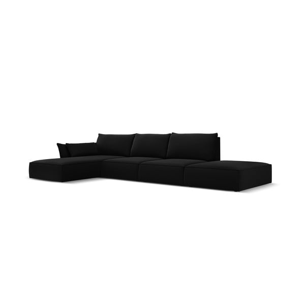 Fekete bársony sarokkanapé (bal oldali-heverő résszel) Vanda – Mazzini Sofas-image-2