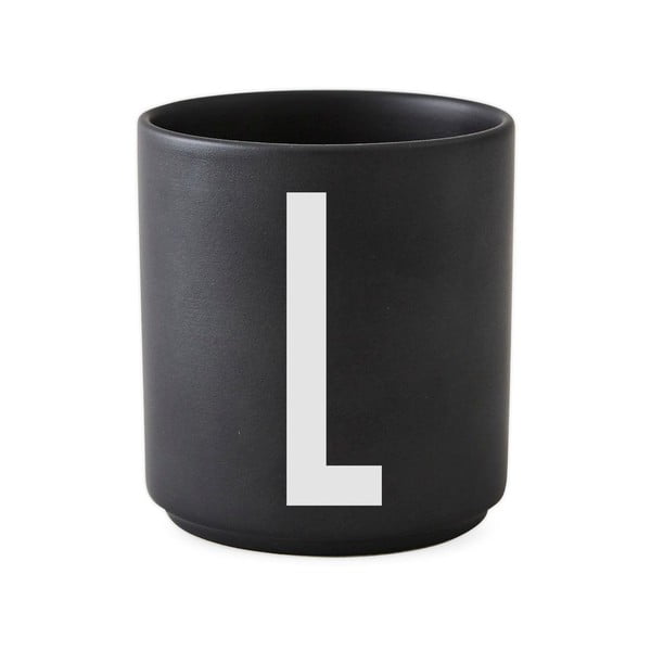 Alphabet L fekete porcelánbögre, 250 ml - Design Letters
