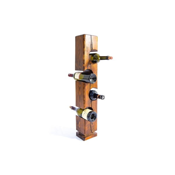 Natúr színű bortartó polcos állvány diófa dekorral Wiholder – Kalune Design