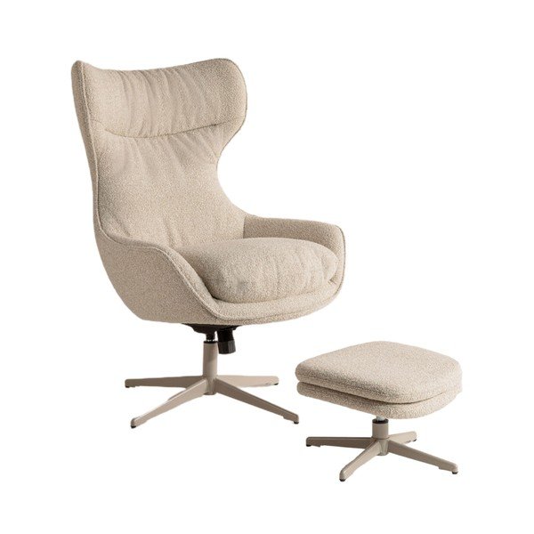 Bézs forgó buklé fotel lábtartóval Kenzi – Micadoni 