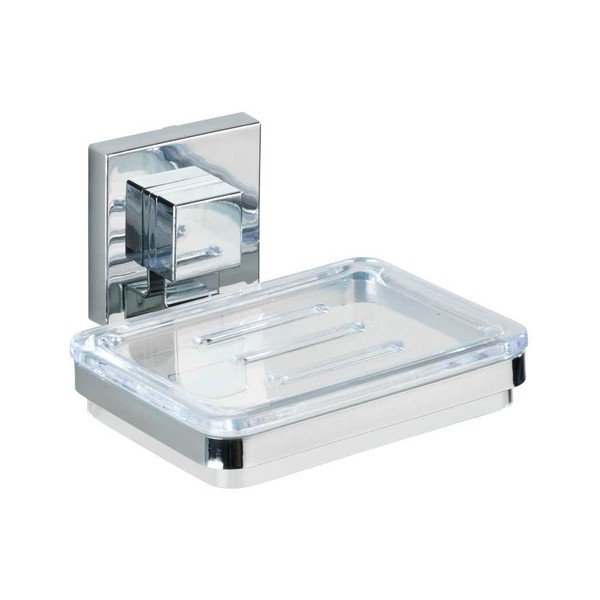 Fényes ezüstszínű öntapadós műanyag fürdőszobai kiegészítő szett Quadro – Wenko-image-4